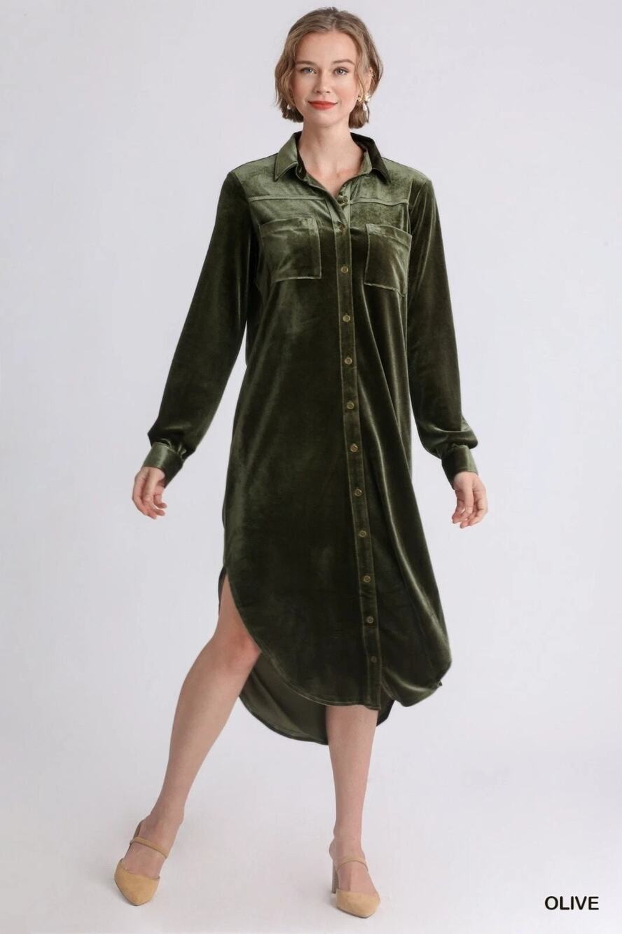 NWOT Umgee Velvet Dress or Duster Olive Small Never Been Worn